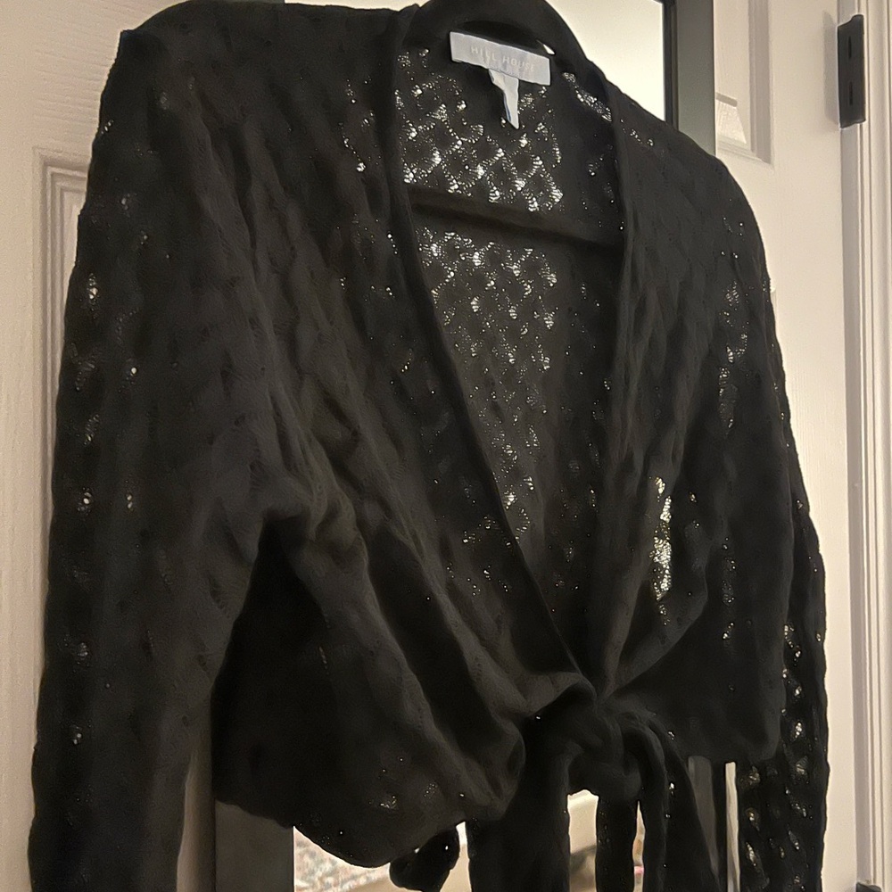 Hill House Black Raschel Knit Ballet Wrap Sweater
